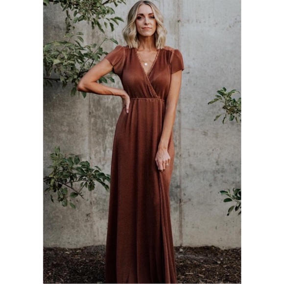 Baltic Born Dresses & Skirts - Baltic Born Athena Pleated Maxi Dress | Bronze